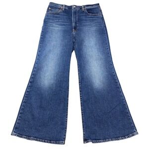 Levis Ribcage Bell Ultra High Rise Wide Leg Flare Blue Jeans 33x30 medium wash
